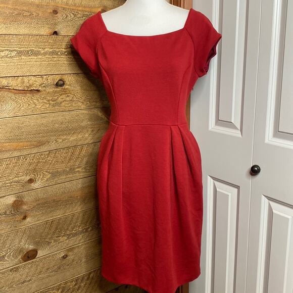 Diane Von Furstenberg Dresses & Skirts - Diane Von Furstenberg Anka Mini Dress Red Wool Silk Square Neck Short Sleeve 12